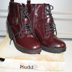 Mudd Burgundy Lace Up Buckle Booties Size 9.5